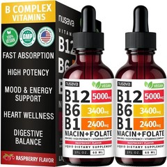 (2-Pack) Vitamin B12 and B6 Drops – Daily Vitamin B Complex Liquid Drops Formula