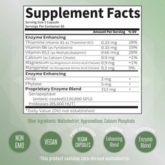 Serrapeptase Enzymes Capsules | up to 2 Month Supply | Enzyme Supplement for Hig