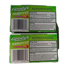 Goody’s Hangover Fast Pain Relief Berry Citrus Boost NSAID Caffeine 2 Boxes 8Pck