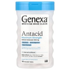 2 X Genexa, Antacid, Maximum Strength, Organic Berry & Vanilla, 1,000 mg, 72 Ch