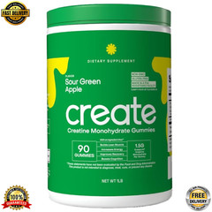 Creatine Monohydrate Gummies for Men & Women – (Sour Green Apple, 90 ct)