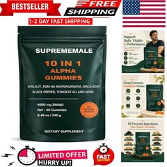 SupremeMale 10 in 1 Alpha Gummies – 4000 mg Herbal Performance Blend with Ashwag