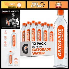 Electrolyte Infused Water, Unflavored, Alkaline pH 7.5+, 20 Fl Oz, 12 Pack