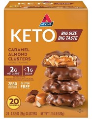 Delight in Keto Caramel Almond Clusters – High Fiber, Low Sugar Treats, 20 Count