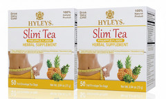 (2 PACK BUNDLE) Hyleys Slim Tea 50 CT Weight Loss Pineapple Supp (100 TEA BAGS)