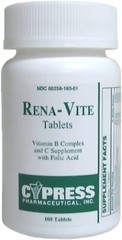 Cypress Pharmaceuticals Rena-Vite Vitamins Dietary Supplement Tablets 100 Count