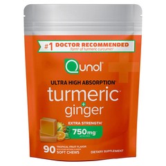 2 X Qunol, Turmeric + Ginger, Tropical Fruit, 90 Soft Chews
