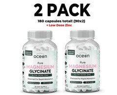 Organics Ocean Pure Magnesium Glycinate featuring Zinc, 2 PACK, 90 Capsule