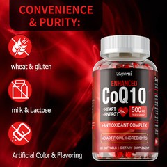 CoQ10 500mg – with Citrus Bergamot, Grape Extract, Turmeric, Resveratrol, Garlic