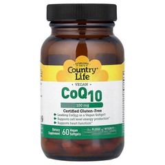 2 X Country Life, Vegan CoQ10, 100 mg, 60 Vegan Softgels