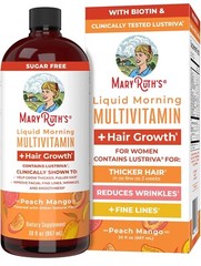 Liquid Morning Multivitamin + Hair Growth , Peach Mango, 30 fl oz (887 ml)