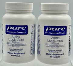 Lot of 2 Pure Encapsulations Alpha Lipoic Acid 600mg 60 Capsules EXP 09/26