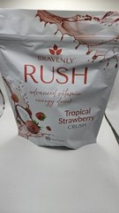 Bravenly RUSH, Vitamin Energy Drink Tropical Strawberry 28 Serving Powder, NEW