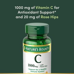 Nature’s Bounty Vitamin C + Rose Hips, Immune 100 Count (Pack of 1), White