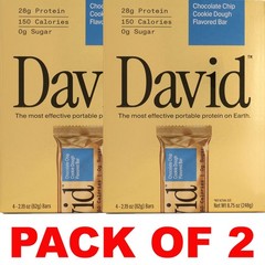 David Chocolate Chip Cookie Dough High Protein Bars – 4 Bars in a Box – 2 PACK