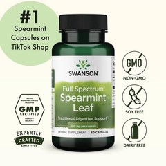 Swanson Spearmint Leaf 400 mg 60 Capsules Digestive Support Non-GMO Exp 03/2029