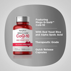 Arroz De Levadura Roja + CoQ10 Apoyo Para La Salud Del Corazón Y El Colesterol
