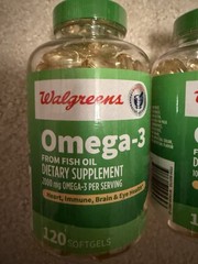 2x Walgreens Omega-3 Fish Oil 120 Softgels 1000mg/2000mg