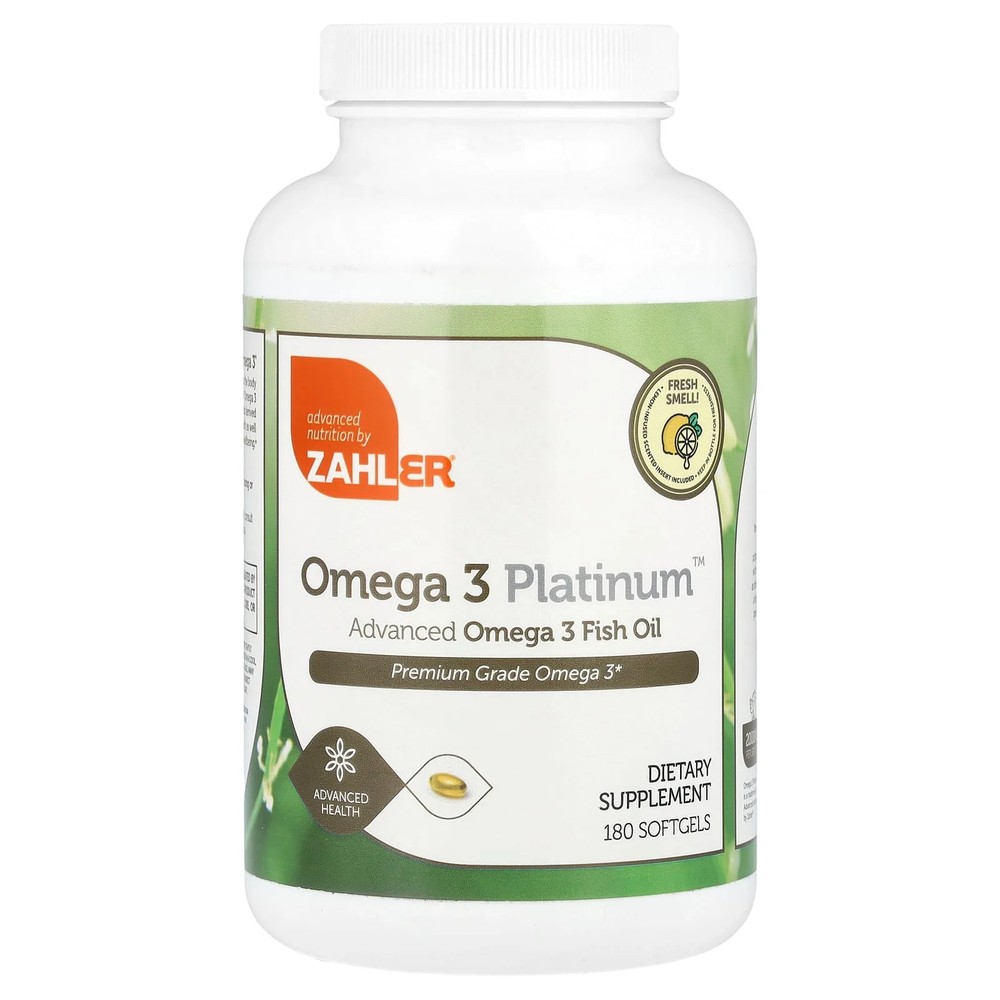 2 X Zahler, Omega 3 Platinum�, Advanced Omega 3 Fish Oil, 180 Softgels (1,000 m