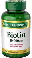 (EXP 06/2026) Nature’s Bounty Biotin 10000 mcg 250 Rapid Release Softgels