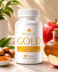 Bravenly Gold Pills Turmeric & Apple Cider Vinegar 60 Capsules