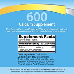 21st Century Calcium 600 mg Supplement (400 400 Count (Pack of 1), No Color