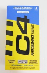 NEW C4 PERFORMANCE ENERGY POWDER MIX FROZEN BOMBSICLE 0 SUGAR 8 stick BBD 10/26