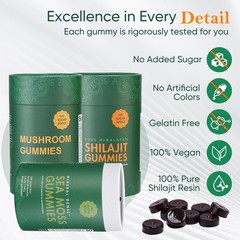Xuore Bundle Of Shilajit Sea Gummies Lions Mane Reishi Cordyceps Ashwagandha 75