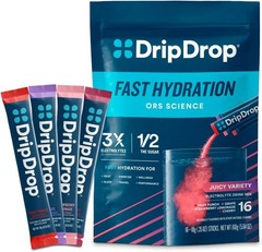 DripDrop Hydration Packets Juicy Variety 16 Sticks Electrolyte Drink Mix