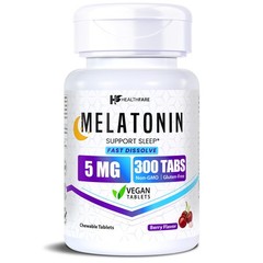 HealthFare Melatonin 5mg, 300 Fast Dissolve Tablets , Non-GMO, Gluten Free