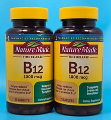 Lot Of 2 Nature Made Vitamin B12 1000 mcg Time Release Tablets 75 Exp 03/2028+