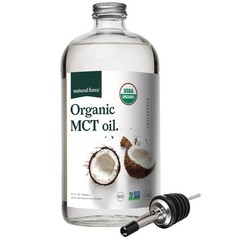 Natural Force Organic MCT Oil – Pure Glass Bottle 100% Cold Pressed Virgin 32 Oz
