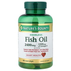 2 X Nature’s Bounty, Fish Oil, Odorless , 90 Coated Softgels (1,200 mg per Soft