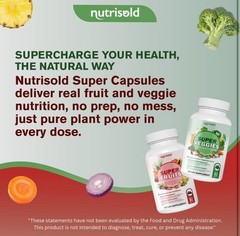 NutriSold Veggies and Fruits Supplements – 90 ct each – 05/2028