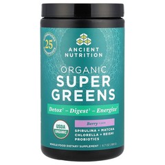 2 X Ancient Nutrition, Organic Super Greens, Berry, 6.7 oz (189 g)