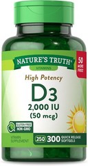2 Pk Nature’s Truth High Potency Vitamin D3 50 mcg 2000 IU 150 SoftGel Each
