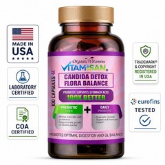 Candida Cleanse 100 Capsules with Oregano Extract, Herbs and Probiotics
