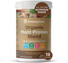Amazing Grass Organic Plant Protein – Vegan -10 Serving- Chocolate Peanut Butter