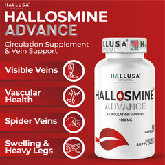 Hallosmine ADVANCE Diosmin 1000 mg – Varicose Veins, Spider Veins – 60 capsules