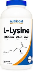 Nutricost L-Lysine 1000mg, 240 Tablets – Gluten Free, Non-GMO, and Vegetarian