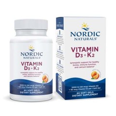 Nordic Naturals D3+K2 – Orange – Vitamin D3 (50 mcg) & Vitamin K (90 mcg), 60 Ct