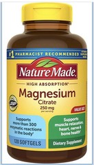 Nature Made Magnesium Citrate 250 mg per serving, Magnesium Supplements 120ct