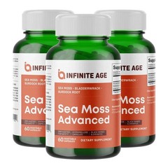 INFINITE AGE Sea Moss 1250mg Capsules 180 Count Vegan Superfood Supplemen/3 Pack