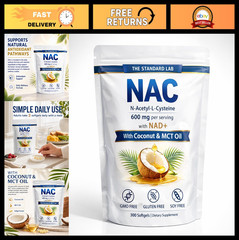 NAC 600mg with NAD+ Daily Complex, 300 Softgels – GMO Free, Gluten Free, Soy Fre