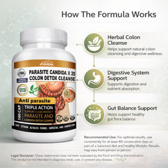 PARASITE DETOX BODY CLEANSE Complex Anti- PARASITE Support Cleanse 100 quick