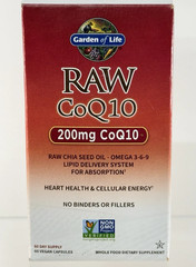 Garden of Life RAW CoQ10, 200mg, 60 Vegan Capsules, Exp. 02/27, New In Box