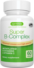 Igennus Super B-Complex Methylated B Vitamins, All Day Nutrient Delivery, Clean