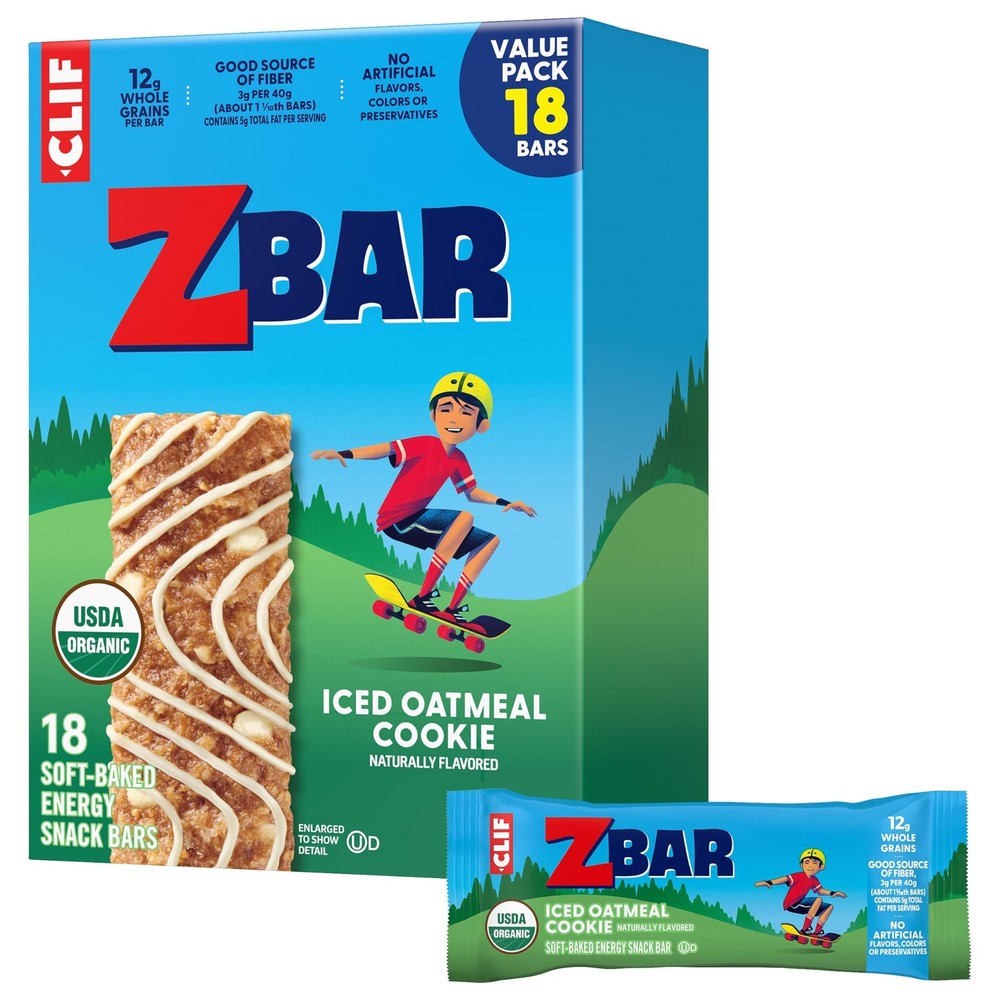 Zbar Iced Oatmeal Cookie SoftBaked Energy Snack Bars NonGMO Organic 18 Pack