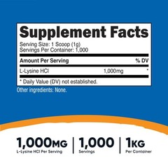 Nutricost L-Lysine Powder 1KG (2.2lbs) – Pure L-Lysine, Non-GMO, Gluten Free