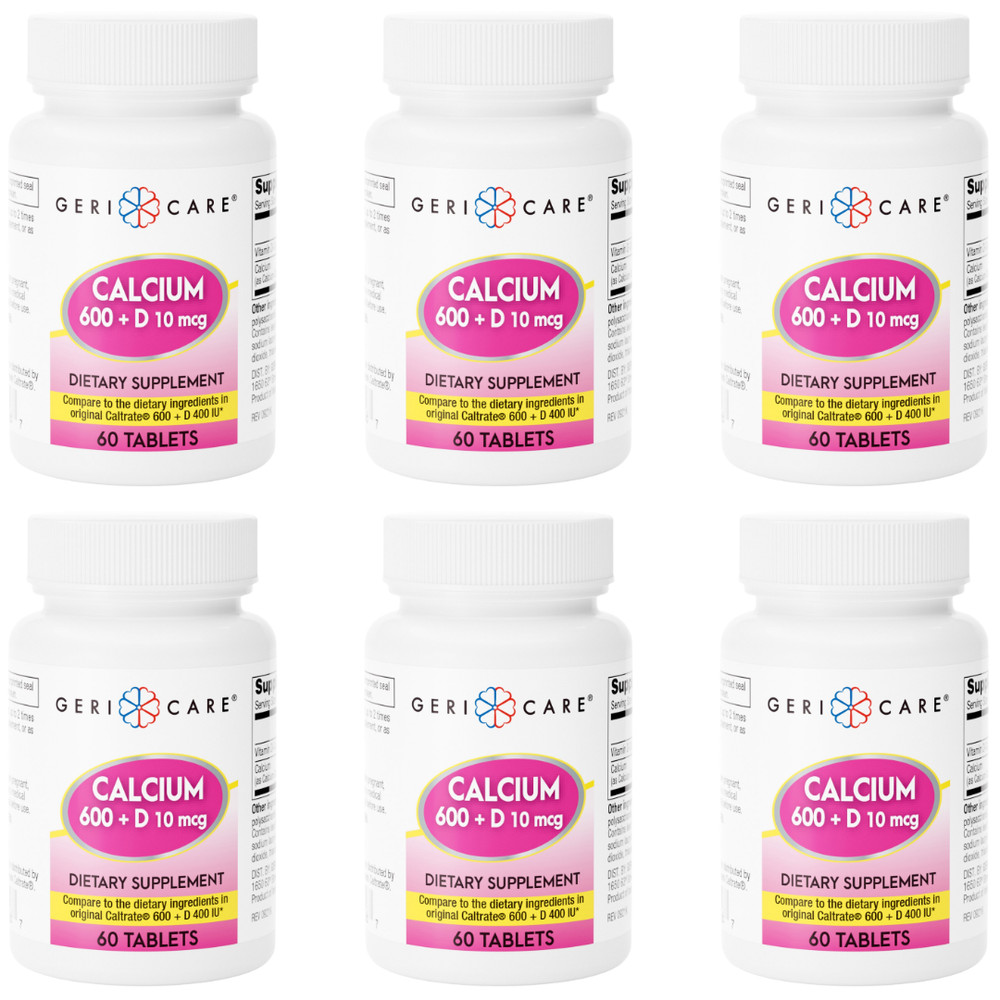 Geri-Care Calcium 600 mg + Vitamin D3 – 60 Tablets | Caltrate (6 Pack) – 6-2027